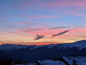 sunset over mountains
